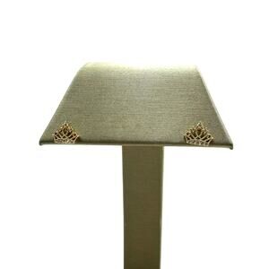 14K Yellow Gold CZ Crown Earrings with Safety Backs (8685)